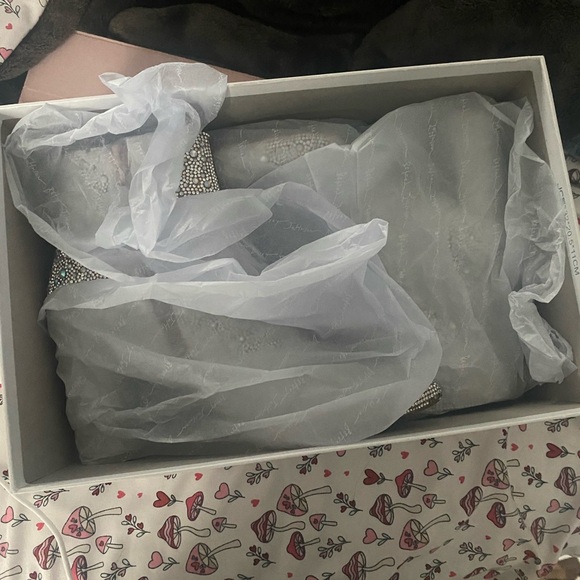 crystals beaded Sparkly Betsy Johnson healed boots size 6.5 Tiffany blue bottoms - Picture 7 of 8